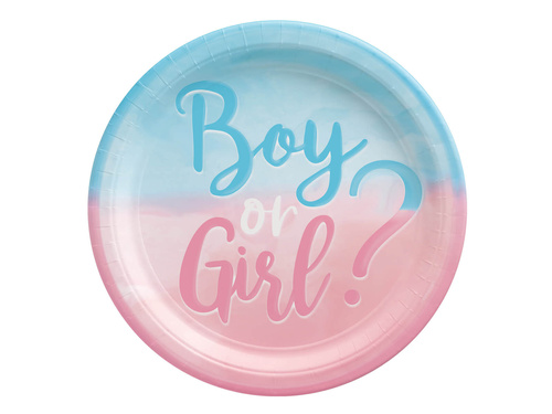 Talerzyki Boy or Girl? na Baby Shower - 23 cm - 8 szt.