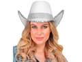 Kapelusz kowbojski z cekinami biały - 1 szt.