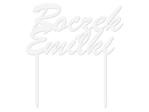 Topper z pleksi biały na tort - personalizowany - 1 szt.