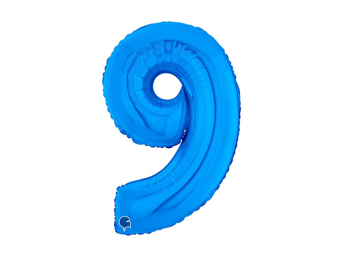 Balon foliowy cyfra 9 niebieski - 26" - 1 szt.