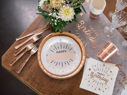Talerzyki papierowe na urodziny Happy Birthday Sparkling - 22,5 cm - 10 szt.
