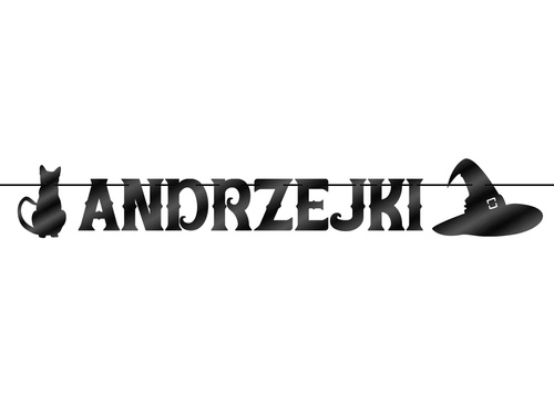 Baner Andrzejki Kot i kapelusz czarny - 500 cm - 1 szt.