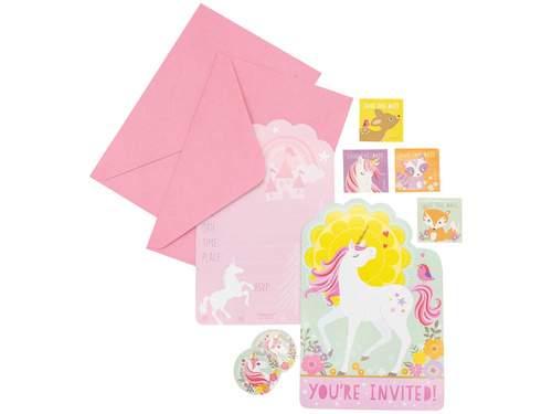 Zaproszenia urodzinowe Jednorożec - 8 szt.