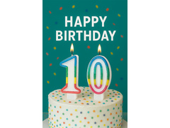 Świeczki cyferki z kolorową obwódką cyfra 10 - 8,5 cm - 2 szt.