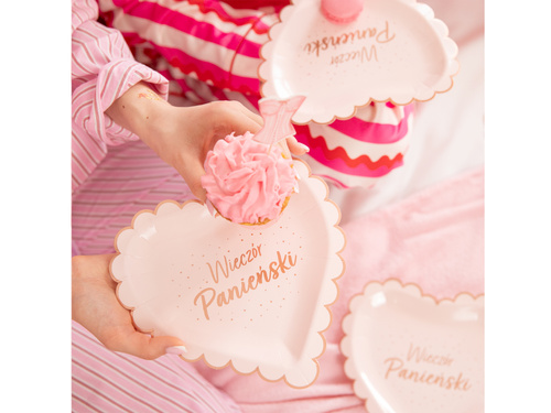 Talerzyki papierowe na Wieczór Panieński Serce - 23 cm - 6 szt.