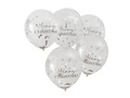 Balony przezroczyste ze srebrnym konfetti Merry Christmas - 30 cm - 5 szt.