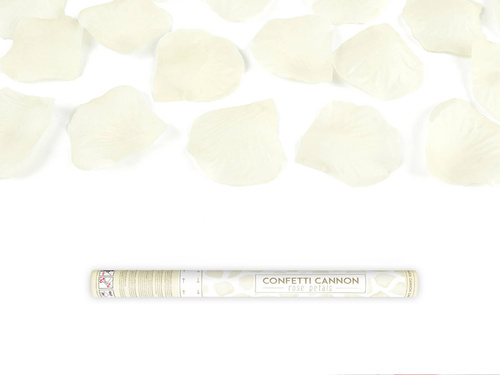 Tuba strzelająca, kremowe sztuczne płatki róż, 60 cm, 1 szt.