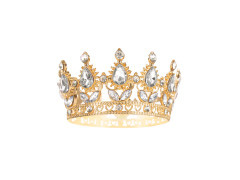 Korona na tort - 10 cm - złota z kryształkami - 1 szt.