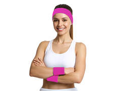 Opaski neonowe różowe Disco lata 80-te - 3 szt.