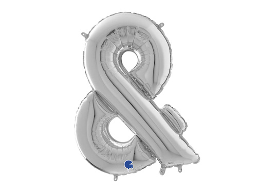 Balon foliowy srebrny znak & - 66 cm - 1 szt.