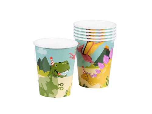 Kubeczki papierowe Dino Party - 210 ml - 10 szt.