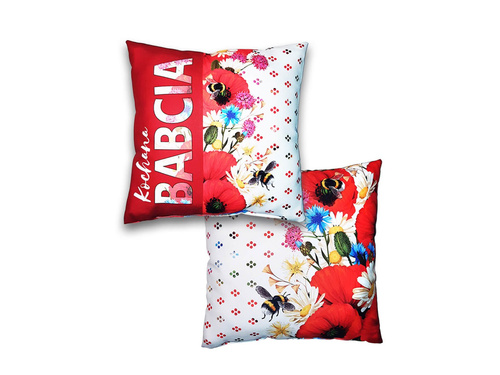 Poduszka dekoracyjna z kwiatowym nadrukiem Kochana Babcia