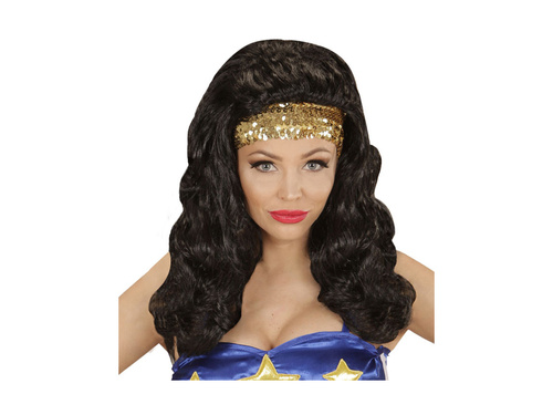 Peruka Superbohaterka z cekinową opaską