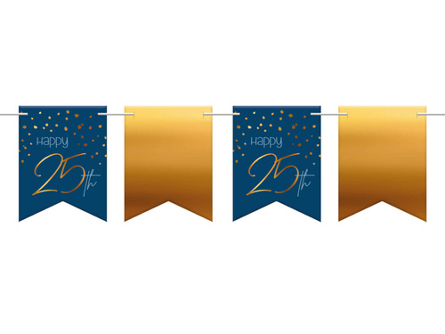 Baner Happy 25th granatowo-złoty - 600 cm - 1 szt.