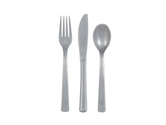 Sztućce plastikowe srebrne - 18 szt.