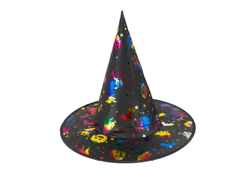 Kapelusz czarownicy kolorowy na Halloween - 1 szt.