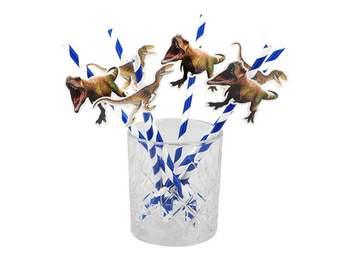 Słomki papierowe T-Rex - 20 cm - 6 szt.