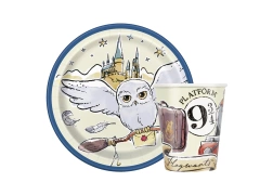 Zestaw kubeczki + talerzyki papierowe na urodziny Harry Potter - 16 szt.