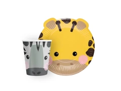 Zestaw kubeczki + talerzyki papierowe Zwierzątka - 8 szt.