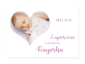 Zaproszenia personalizowane z sercem na chrzest dziewczynki - 8 szt.