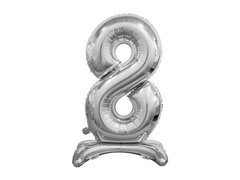 Balon foliowy stojący cyfra 8 srebrna - 74 cm