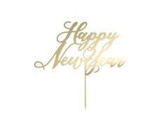 Topper na tort Happy New Year złoty - 24 cm