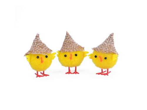 Kurczaczki wielkanocne w kapeluszu - 6 cm - 3 szt.