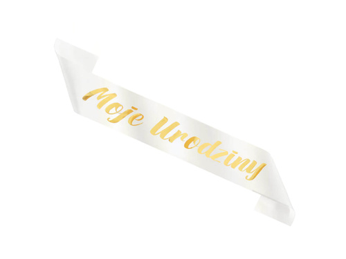 Szarfa urodzinowa Moje Urodziny biała - 1 szt.