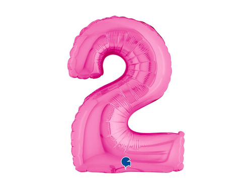 Balon foliowy cyfra 2 fuksjowy - 14" - 1 szt.