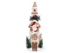 Domek świecący z Mikołajem LED - 13,5 x 10.2 x 38,5cm - 1 szt.