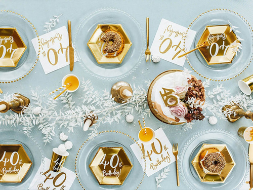 Talerzyki na czterdzieste urodziny złote - 20 cm - 6 szt.