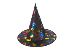 Kapelusz czarownicy kolorowy na Halloween - 1 szt.