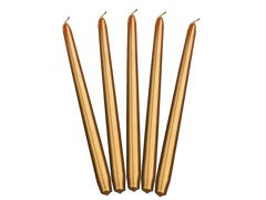Świeca stożkowa metaliczna złota - 29 cm - 10 szt.