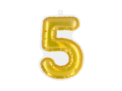 Dekoracja samoprzylepna cyfra pięć złota - 1 szt.