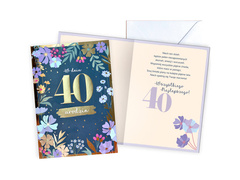 Kartka urodzinowa z kopertą na czterdziestkę - 1 szt.