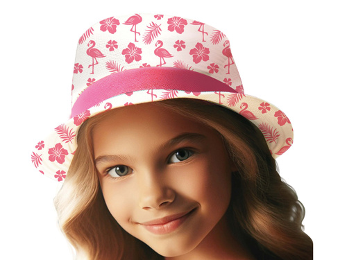 Kapelusz hawajski Flamingi dla dzieci - 1 szt.