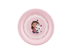 Talerzyki papierowe na urodziny Koci domek Gabi - 18 cm - 6 szt.