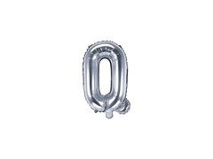 Balon foliowy litera "Q" srebrna - 35 cm