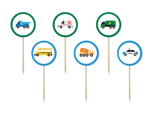 Pikery na tort Samochodziki - 6 szt.