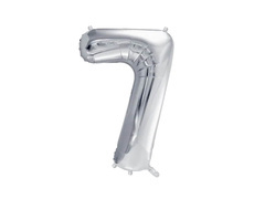 Balon foliowy cyfra 7 srebrna - 72 cm - 1 szt.