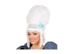 Peruka Markizy z białymi perłami i niebieskim kwiatem