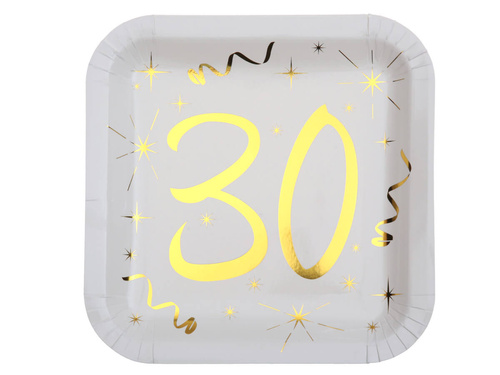 Talerzyki papierowe na trzydzieste urodziny - 23 cm - 10 szt.