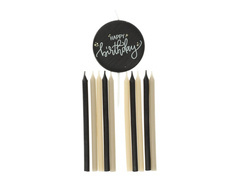 Zestaw świeczek Happy Birthday czarno-beżowy - 11 szt.