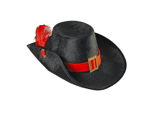 Kapelusz Muszkieter z czerwonym piórem - 1 szt.