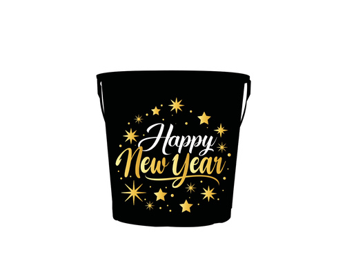 Metalowy kubełek do chłodzenia napojów Happy New Year - 19 x 23 cm - 1 szt.