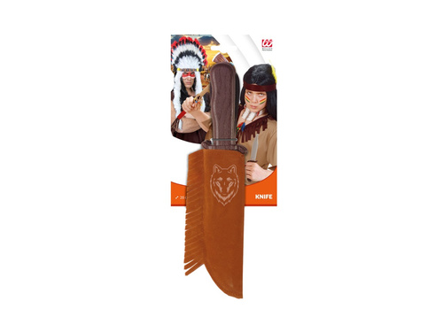 Indiański nóż z pochwą z imitacji zamszu - 28 cm