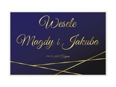 Plakat Weselny personalizowany granatowo-złoty - 60x40 cm