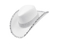 Kapelusz kowbojski z cekinami biały - 1 szt.