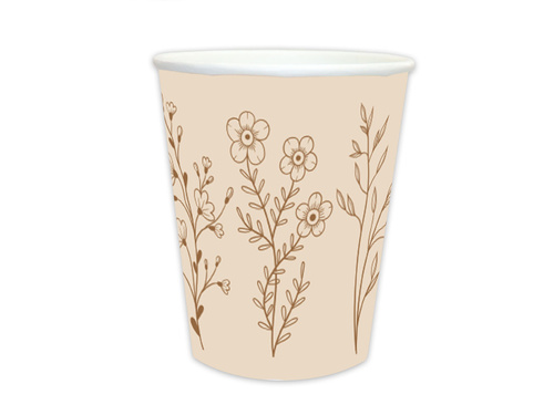 Kubeczki papierowe Kwiatki Bride to Be - 250 ml - 6 szt.