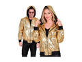 Imprezowa cekinowa kurtka - bomberka z kapturem - złota